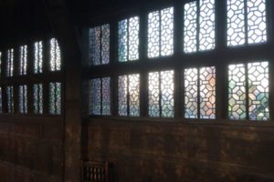 Some of the windows at Little Moreton Hall, as viewed from the Long Gallery.